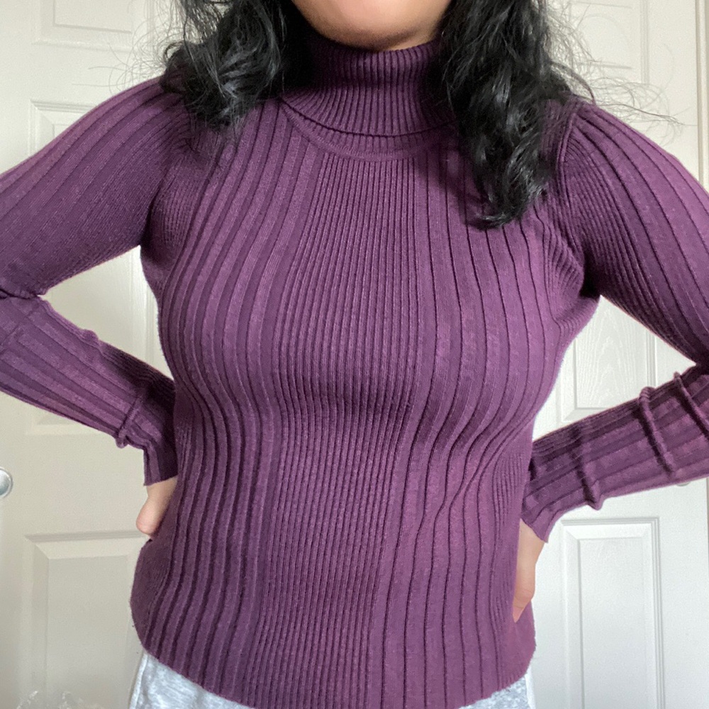 Ribbed Purple Turtleneck